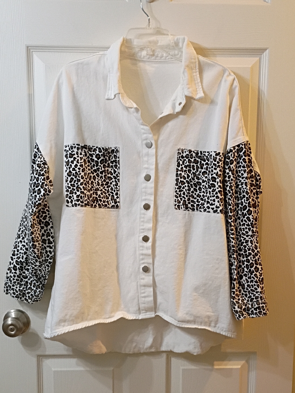SHEIN Curve 2XL White Snap-Front Shirt